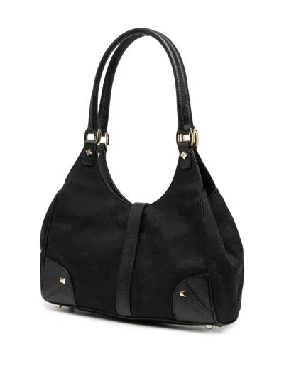 Pre-owned Gucci 2000-2015 Gg Canvas Nailhead Jackie Bardot Shoulder Bag In Black