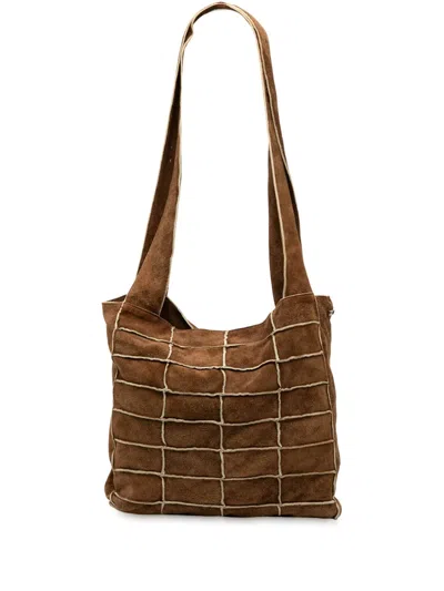 Pre-owned Chanel 1997-1999 Suede Patchwork Shopper Tote Bag In Brown