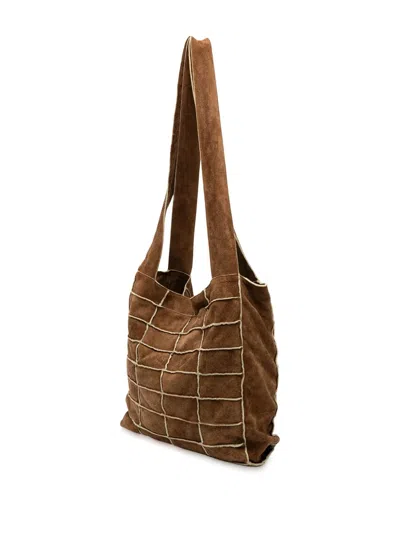 Pre-owned Chanel 1997-1999 Suede Patchwork Shopper Tote Bag In Brown