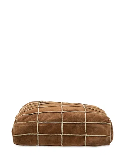 Pre-owned Chanel 1997-1999 Suede Patchwork Shopper Tote Bag In Brown