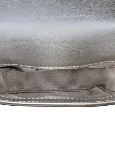 Pre-owned Gucci 2016-2025 Nano Metallic Calfskin 1947 Bamboo Top Handle Bag Satchel In Silver