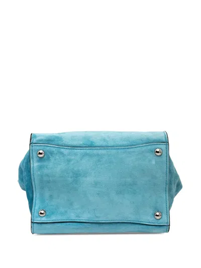 Pre-owned Prada 2000-2025 Small Scamosciato Twin Pocket Satchel In Blue