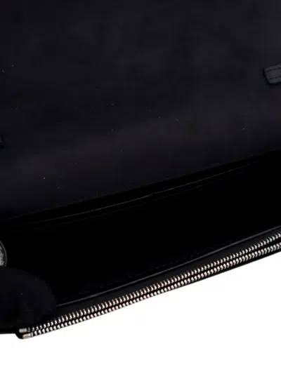 Pre-owned Fendi 2010-2025 Studded Leather Karlito Wallet On Chain Crossbody Bag In Black