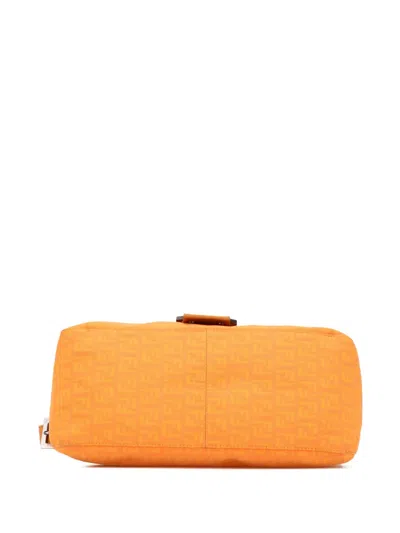 Pre-owned Fendi 2000-2010 Zucchino Canvas Mamma Forever Shoulder Bag In Orange