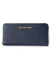 Michael Michael Kors 'jet Set' Continental Wristlet Wallet In Navy/gold