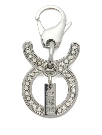Diesel Taurus Embellished Charm Keyring In Metallic