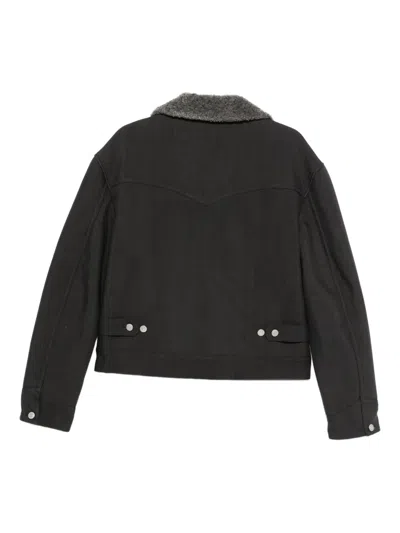 Nanushka Faux Shearling-collar Jacket In Gray