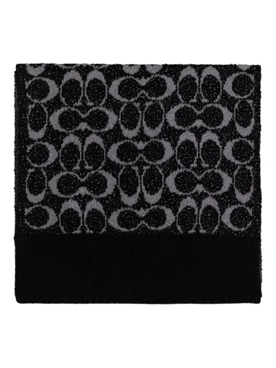 Coach Logo-pattern Scarf In Black