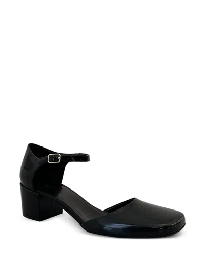 The Row Black Leather Penelope Pumps In Black