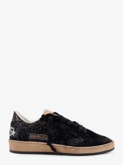 Golden Goose Sneakers Ball-star In Suede E Glitter In Black