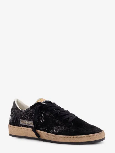 Golden Goose Sneakers Ball-star In Suede E Glitter In Black