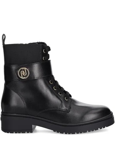 Liu •jo Logo-appliqué Combat Boots In Black