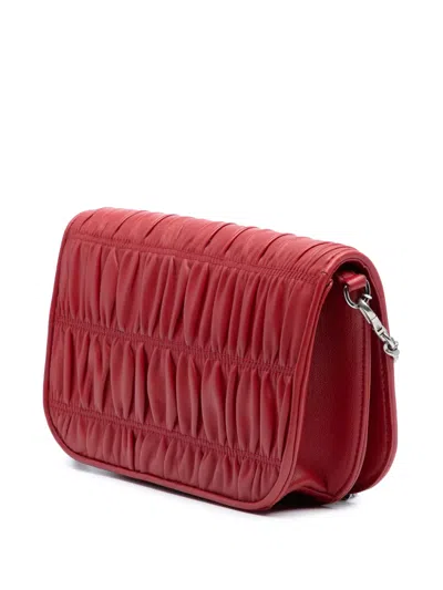 Pre-owned Prada 2000-2025 Nappa Gaufre Chain Flap Bag Crossbody Bag In Red