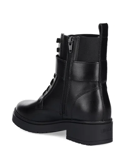 Liu •jo Logo-appliqué Combat Boots In Black