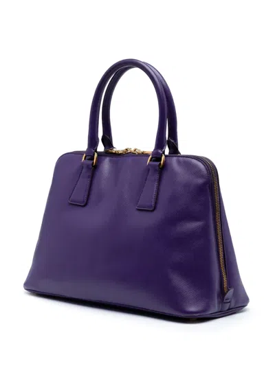 Pre-owned Prada 2013-2025 Medium Saffiano Lux Promenade Satchel In Purple