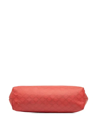 Pre-owned Celine 2004 Macadam Coated Canvas Frame Clutch Bag In Red