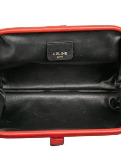 Pre-owned Celine 2004 Macadam Coated Canvas Frame Clutch Bag In Red