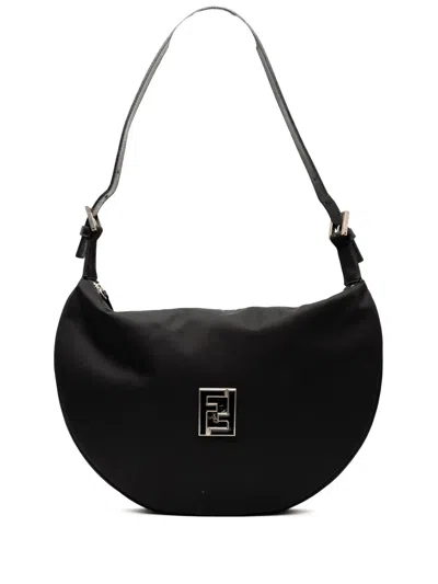 Pre-owned Fendi 2000-2010 Nylon Ff Shoulder Bag In Black