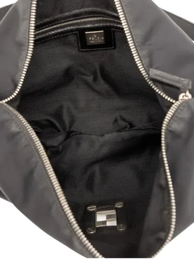 Pre-owned Fendi 2000-2010 Nylon Ff Shoulder Bag In Black