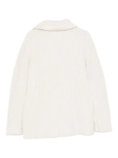 Add Double-breasted Cardigan In White