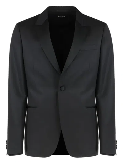 Zegna Single-breasted Two-piece Suit In Black