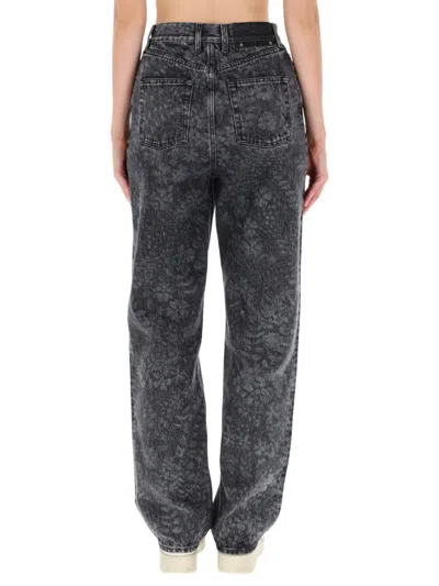 Golden Goose Straight Jeans With Floral Motif In Gray