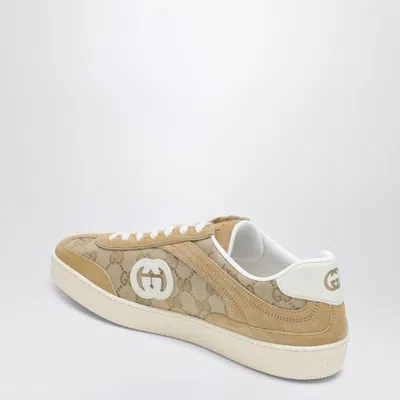 Gucci Beige G75 Sneaker In Suede And Gg Fabric Women In Brown