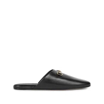 Gucci Men Black Mule With Horsebit On The Front In Smooth Leather Man In Black