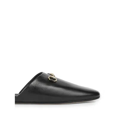 Gucci Men Black Mule With Horsebit On The Front In Smooth Leather Man In Black