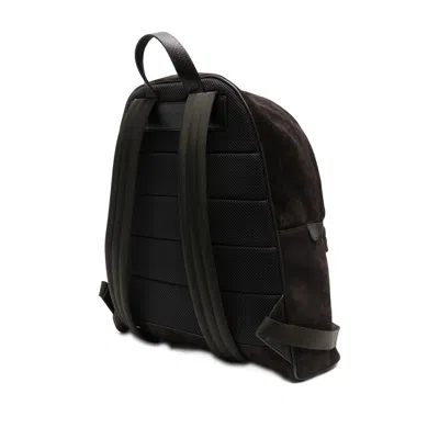 Gucci Men Dark Brown Suede Medium Ophidia Backpack In Brown