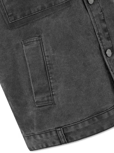 Studio Tomboy Collared Sleeveless Denim Jacket In Gray