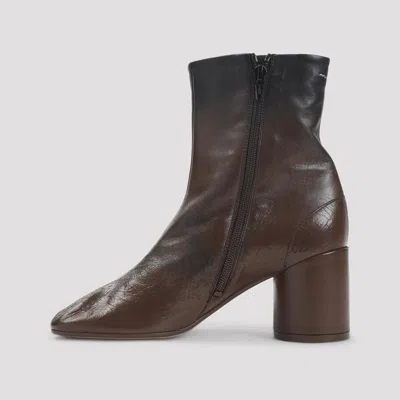 Mm6 Maison Margiela Anatomic Block-heel Boots In Brown
