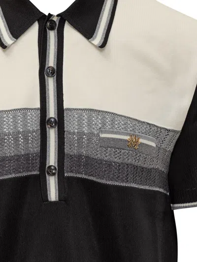 Amiri Color-blocked Short-sleeve Polo T-shirt With Ribbed Detailing In Brown