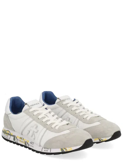 Premiata Lace-up Sneakers With Suede Accents And Cushioned Sole In White