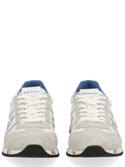 Premiata Lace-up Sneakers With Suede Accents And Cushioned Sole In White