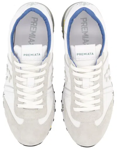 Premiata Lace-up Sneakers With Suede Accents And Cushioned Sole In White