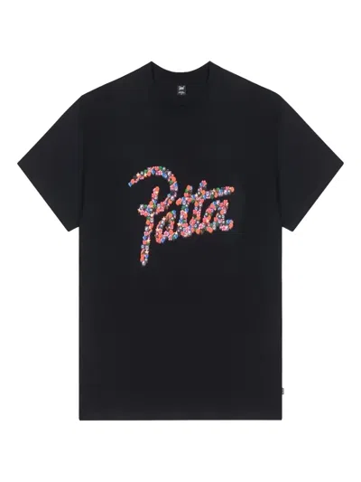 Patta Floral-logo T-shirt In Black