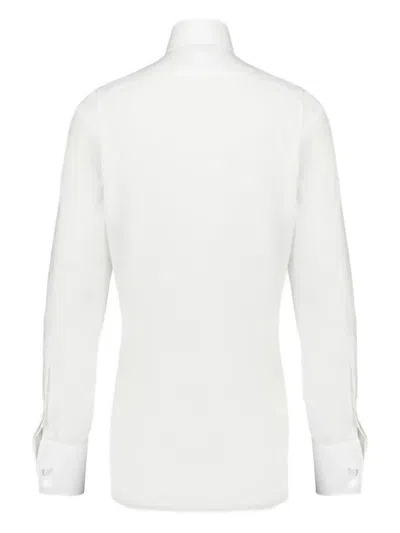 Tom Ford Tailored Black Smoking Shirt With Crisp Collar In White
