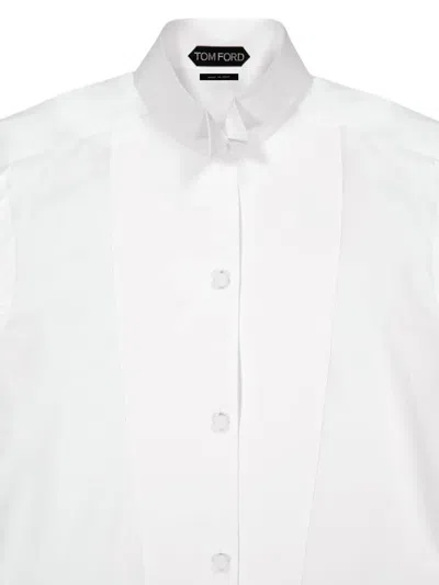 Tom Ford Tailored Black Smoking Shirt With Crisp Collar In White