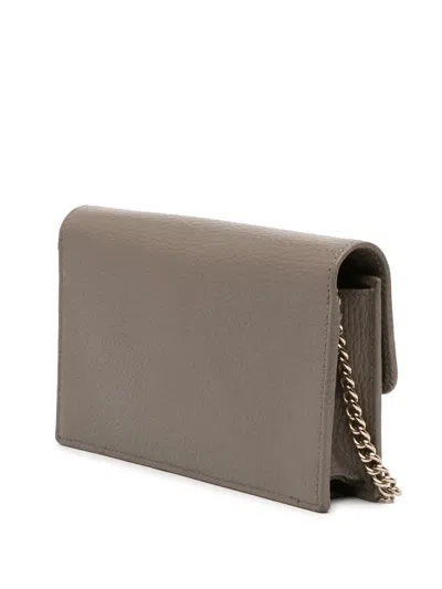 Pre-owned Gucci 2016-2025 Interlocking G Dollar Calfskin Wallet On Chain Crossbody Bag In Gray