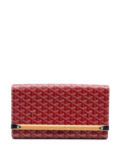 Pre-owned Goyard 2012 Ine Monte Carlo Bois Clutch Bag In Red