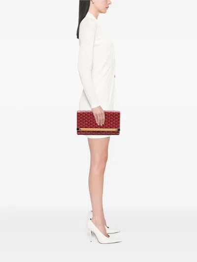 Pre-owned Goyard 2012 Ine Monte Carlo Bois Clutch Bag In Red