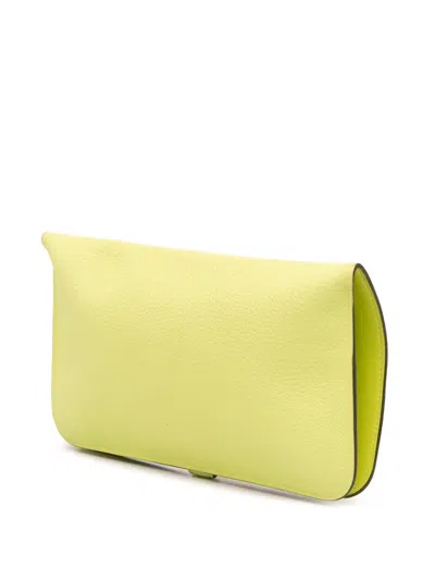 Pre-owned Hermes 2022 Togo Dogon Duo Wallet Gm Long Wallets In Yellow