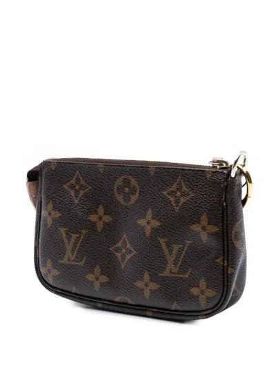 Pre-owned Louis Vuitton 2010 Monogram Affiche Mini Pochette Accessoires Handbag In Brown