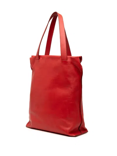 Pre-owned Loewe 2010-2025 Leather Anagram Shopper Tote Bag In Red
