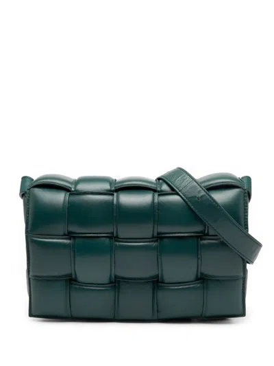Pre-owned Bottega Veneta 2012-2025 Nappa Intrecciato Padded Cassette Crossbody Bag In Green