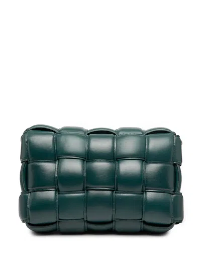Pre-owned Bottega Veneta 2012-2025 Nappa Intrecciato Padded Cassette Crossbody Bag In Green
