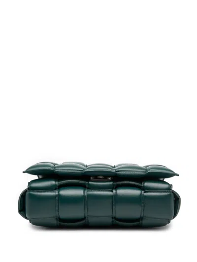 Pre-owned Bottega Veneta 2012-2025 Nappa Intrecciato Padded Cassette Crossbody Bag In Green