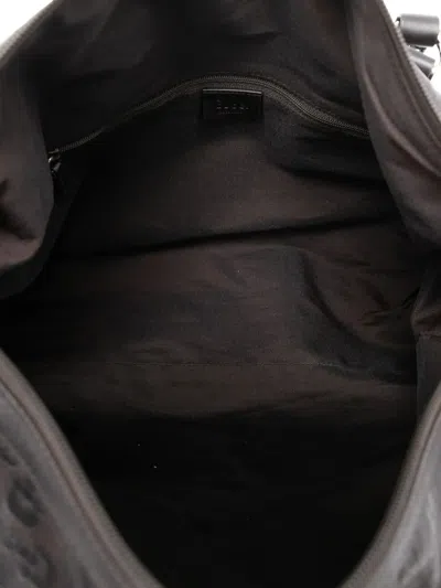 Pre-owned Gucci 2000-2015 Embossed Leather Horsebit Satchel In Black