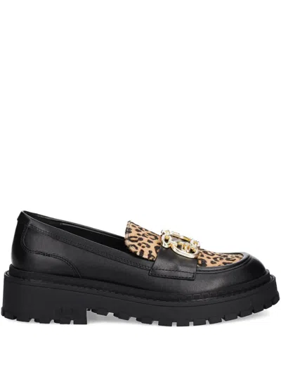 Liu •jo Leopard-print Loafers In Black